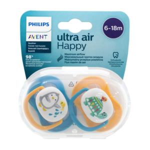 Philips Avent Lot de 2 Sucettes Orthodontiques Ultra Air Animals 6-18m