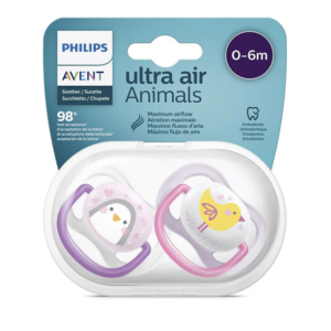 Philips Avent Lot de 2 Sucettes Orthodontiques Ultra Air Animals 0-6m Fille